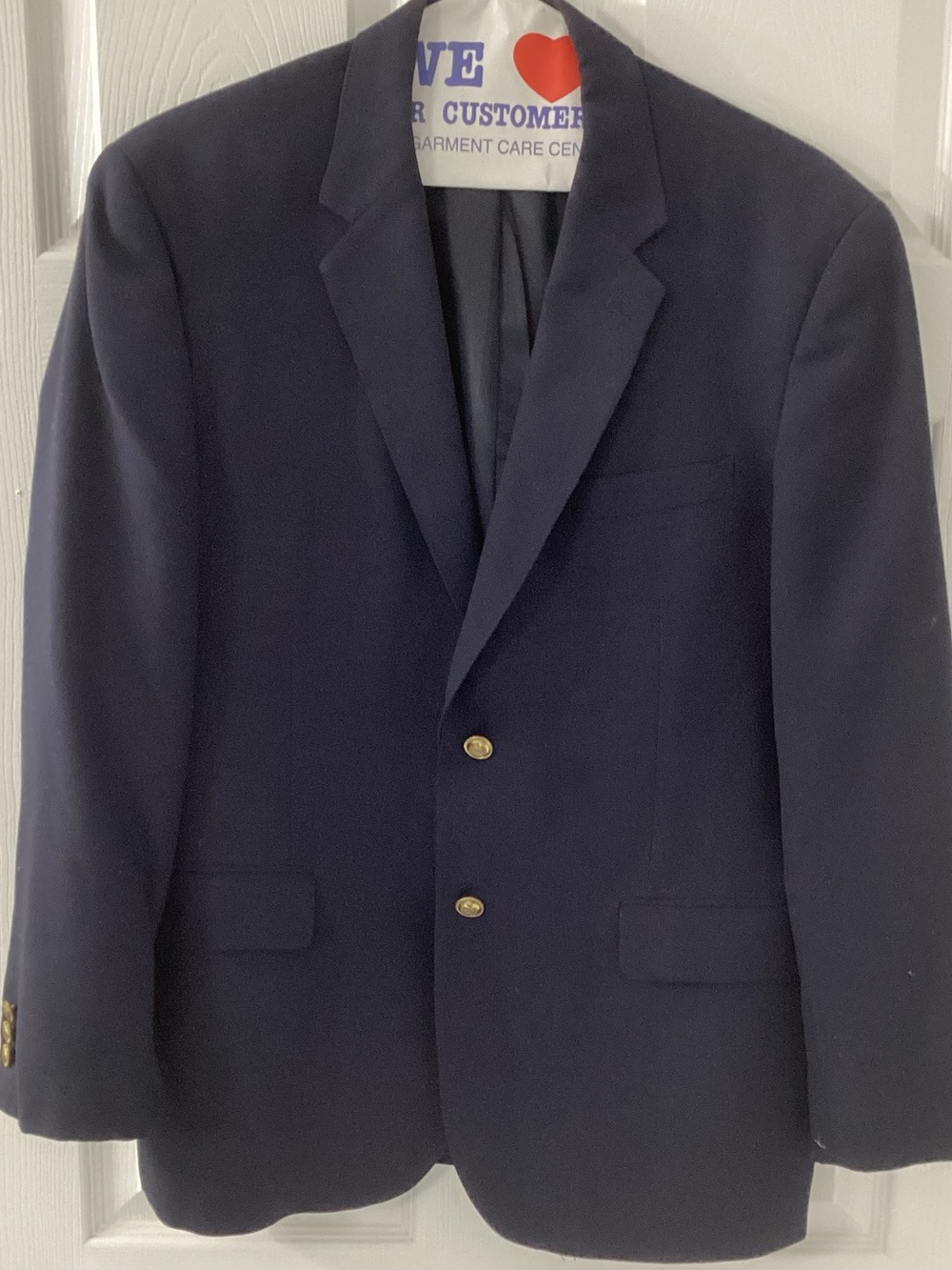 EUC Stafford Navy Two-Button Men's Blazer with Gold Buttons
